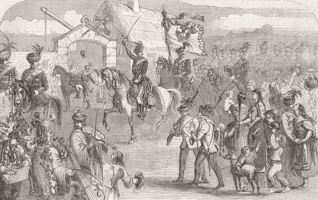 AUSTRIA. Hungarian Volunteers leaving their Home 1859 old antique print